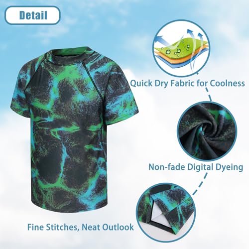Boys Short Sleeve Swim Shirt for Boys Rash Guard Shirts UPF 50+ Sun Protection Bathing Suits3