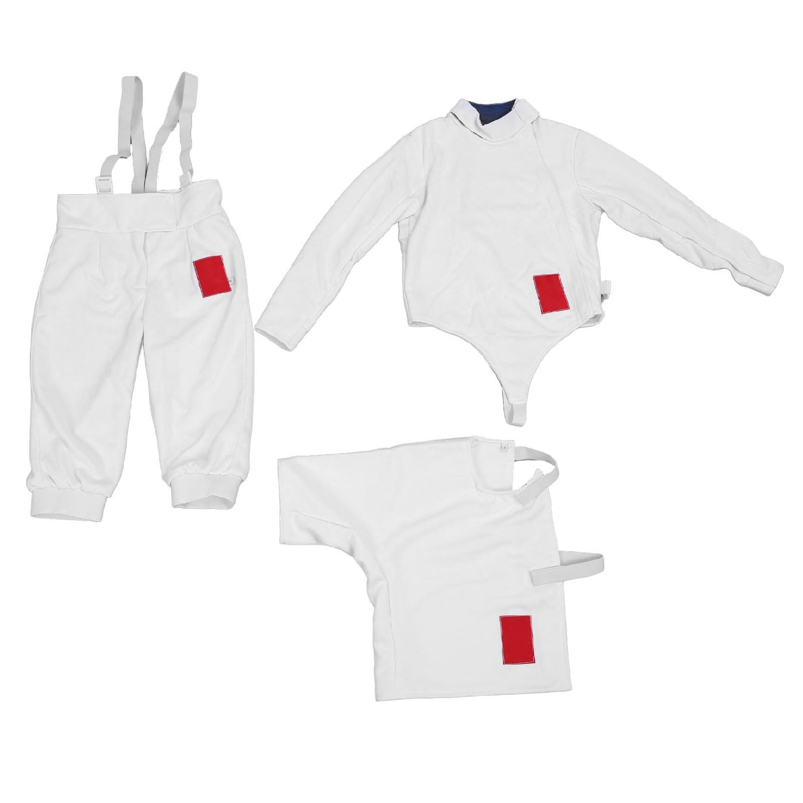 Tbest Traje de esgrima para niños, tela Ripstop, gruesa, transpirable, ajustable, unisex, pantalones protectores, chaqueta, chaleco para entrenamiento de niños