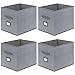 Produktbild homyfort 4er Set Faltbare aufbewahrungsboxen stoffbox faltbox 33 x 38 x 33 cm, mit Ledergriffe Und Etikettenhalter, Fischgrätenmuster Grau, XROB38P4