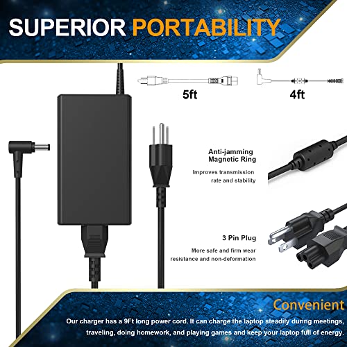 BULL-TECH Replacement for 180W Zephyrus Charger AC Adapter for ASUS Rog Zephyrus ADP-180TB H G14 G15 GA401I GA502 GA502D GA502DU GA502IU GA401 GA401II GA401IV TUF505DT Laptop Power Supply Cord - image 5