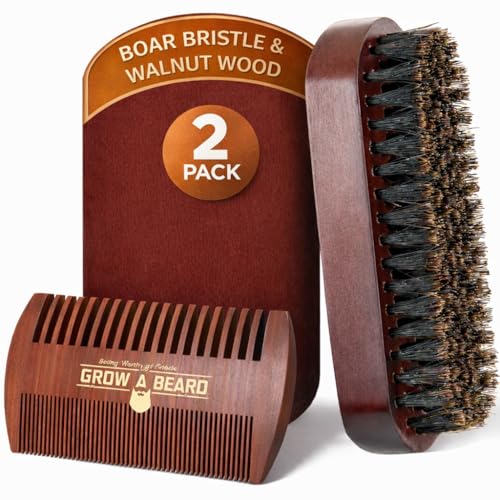 Beard Comb For Men & 100% Boar Bristle Beard Brush For Men, Best ...