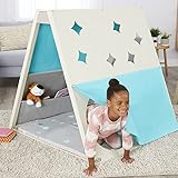 Little Tikes Starry Night Reading Nook Indoor Furniture Includes Starlight Projector, Cushioned Mat, Book Storage, Modern White/Light Blue Wooden Play Space- Great Gift for Readers, Kids Ages 3+