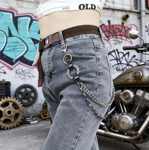 Image of Unisex Punk Chains for Pants, Heavy Duty Belt Chains Hip Hop Trousers Jeans Chain with Lobster Clasps for Wallet Keys