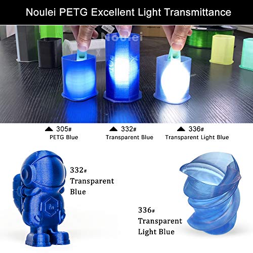 Noulei PETG 3D printer filament 1.75 mm, strong 3D printer filament, (transparent light blue, 0.5 kg 500 g) - Image 4