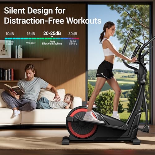 Image of Elliptical Exercise Machine with 15.5 inch Stride & Heart Rate Grips, Silent Magnetic Elliptical Trainer for Home with 16 Levels Resistance and LCD Monitor,400 LBS Weight Capacity