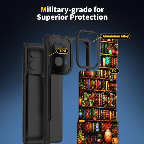CICPLKSE Magnetic for Moto Edge 2024 Case,[Full Camera Protection] [Compatible with Magsafe] [Military Grade Protection] Bumper for Motorola Moto Edge 2024 6.6",Library Bookshelf - image 4
