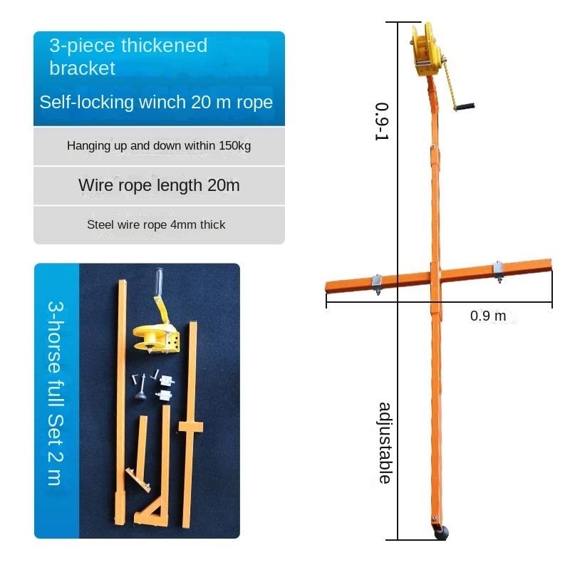 icVantA Lifting Crane Tool for Air Conditioner Installation, with Bracket and Manual Winch (Color : Only 1800 lb Winch 10m) (3ph self+Locking Winch 20m)