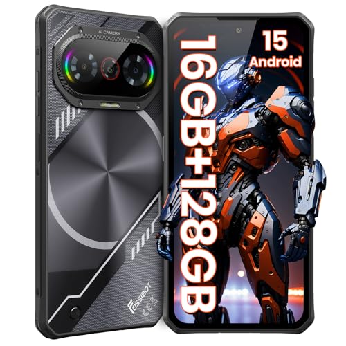 FOSSiBOT F114 Téléphone Portable Incassable Android 15, 16Go+128Go/2 to TF Smartphone, 50MP Caméra, 6,67'' HD Écran Musique Breathing Light Telephone de...