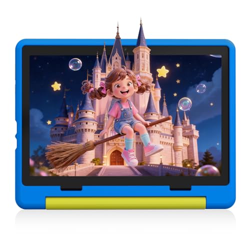 Laptok Kids Tablet 10 Inch Android 15 Tablet for Kids | 20GB+64GB+1TB Expand | Face ID & Parental Control | 5000mAh & Fast Charging | 5MP+8MP | WiFi 6 | BT 5.3 | Protective Case Blue