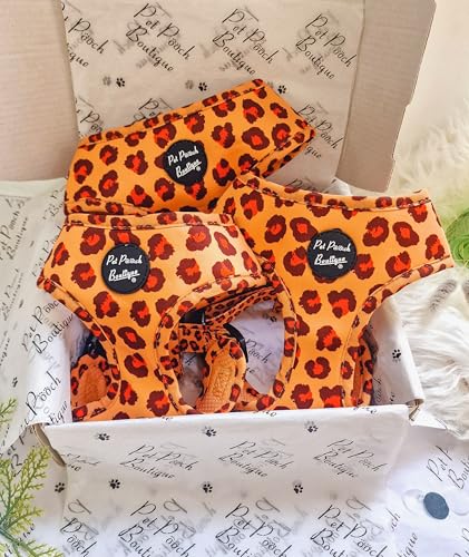 Spiced Honey Leopard Dog Harness XS, Orange, extra small
