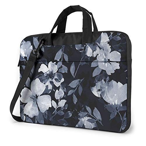 DADABULIU パソコン ケース ノートパソコンケース 水墨画 花柄 ブラック グラデーション 咲く 高貴 PCバッグ 手提げ カバン360°保護 耐衝撃 収納 持ち運び かわいい 13 / 14 / 15.6 インチ ビジネスバッグ 通勤 通学 おし