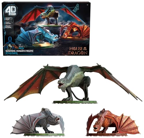 4D Build, House of The Dragon Dragon 3-Pack 3D Model Kit, Game of Thrones Collectibles & Desk Décor, Adult Puzzle, Building Toys, 3D Puzzles for Adults & Teens, 350 Pieces, for Ages 12 & Up