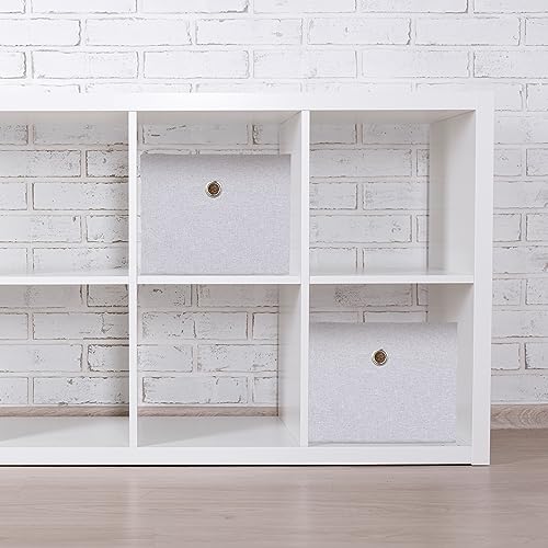 Relaxdays 2x Storage Boxes, Rectangular Fabric Basket, Container without Lid, Shelf Organiser, 16 x 20.5 x 25 cm, White - Image 2