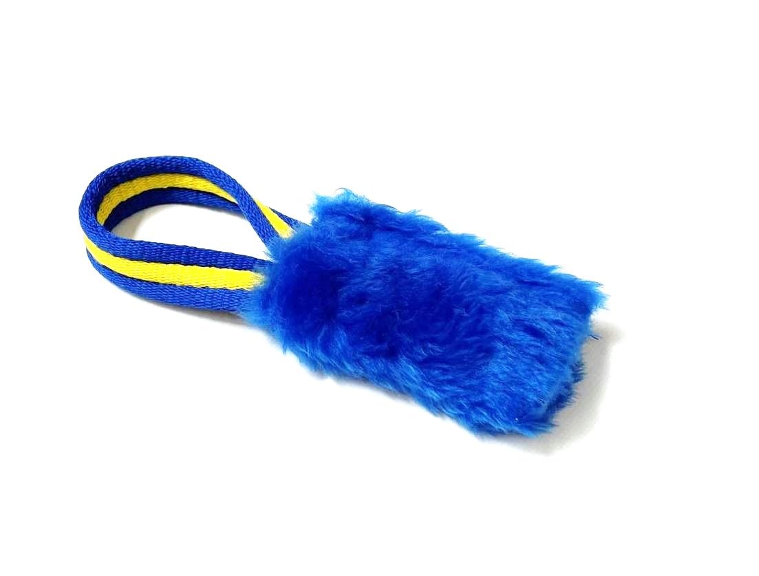 Church Products UK Dog Training Treat Bag Obedience Retrieve Furry Long Prey Dummy With Sewn In Squeaker Small 4" x 2" (Blue)