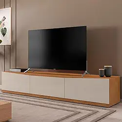 Rack Para Sala Tv Eros 180 Com 2 Portas e 1 Gaveta Cedro/off White