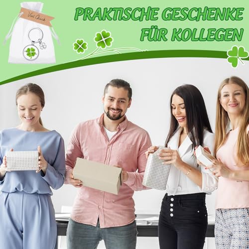 Photect Motivierende Vierblättriger Kleeblatt Schlüsselanhänger Abschiedsgeschenk Glücksbringer Schlüsselanhänger mit Danke Geschenkanhänger und Organzabeutel für Geburtstag Lehrer Weihnachten(12)