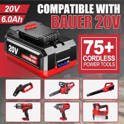 Surpowtec 2Pack 20V 6.0Ah Battery Replace for Bauer 20V Lithium-Ion Battery,Compatible with Bauer 20Volt Cordless Power Tools by Surpowtec - Used condition - Image 3