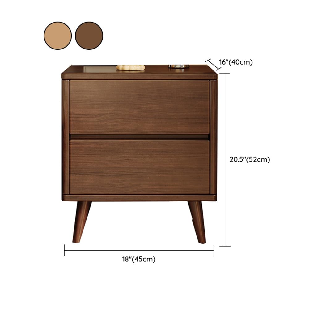 Nowoczesny stolik pomocniczy z naturalnego drewna, szafka nocna z szufladą, stolik boczny do sypialni i hotelu, orzech, dł. 18" x szer. 16" x wys. 20,5"