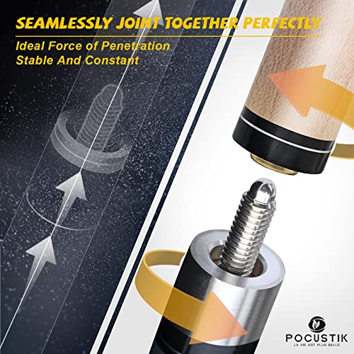 Pocustik 58" 2-Piece Pool Stick Canadian Maple Shaft With 13Mm Tip, Ergonomic Design Pool Cue Set For Men Women,House Bar Billiard Cue Sticks - Black,19 Oz #TOP5