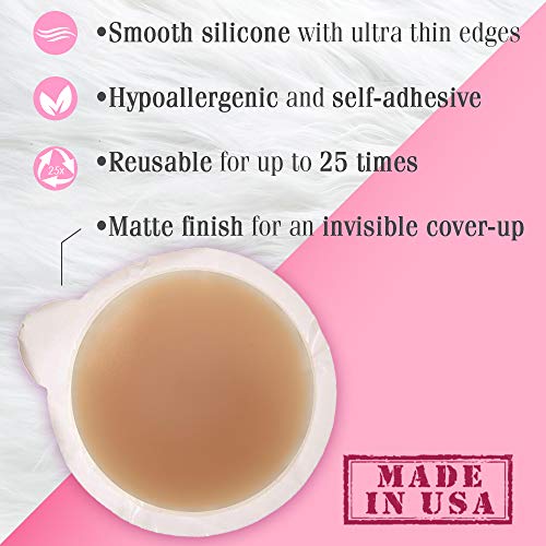 Hollywood Fashion Secrets Silicone Coverups, Hypoallergenic, Reusable, Washable, Gentle On Skin, Ultra Thin, Self Adhesive, Dark Shade, 1 Pack #TOP1