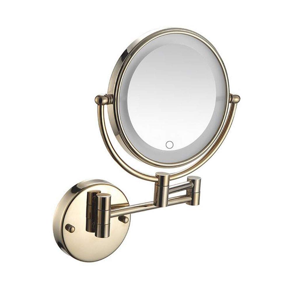 Miroir LED salle de bain or zirconium pour maquillage précis au mur