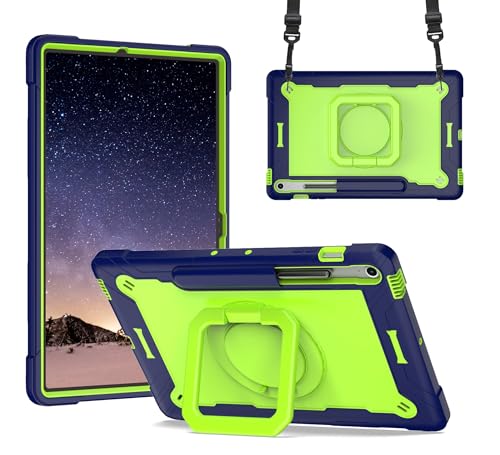 Image of Case for Samsung Galaxy Tab S10 FE+ /S10 FE Plus 13.1 Inch 2025 Released - Heavy Duty Impact Resistant Case Cover with Rotating Ring Stand (Navy Blue /Green)