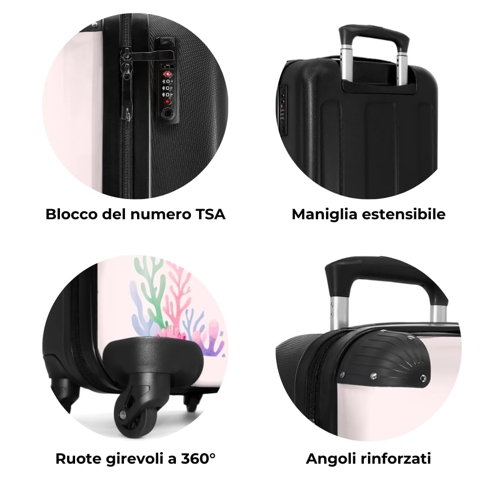 NoBoringSuitcases.com Valigia Bambini, Trolley Bambina, Valigia Per Bambini, Valigia Bambina, Trolley Bambina da Viaggio, Valigia Rosa, Valigia Personalizzabile, 55x40x20 cm (Sirena - Rosa)