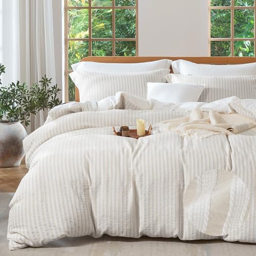 MILDLY Linen Grey Striped Duvet Cover - 100% Washed Cotton