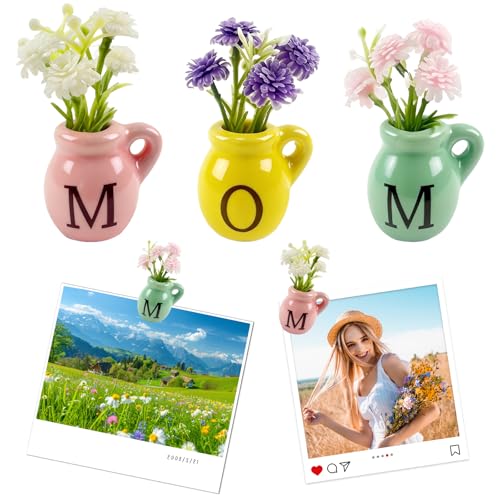 Mini jarrón cerámico iman decorativo pack 3