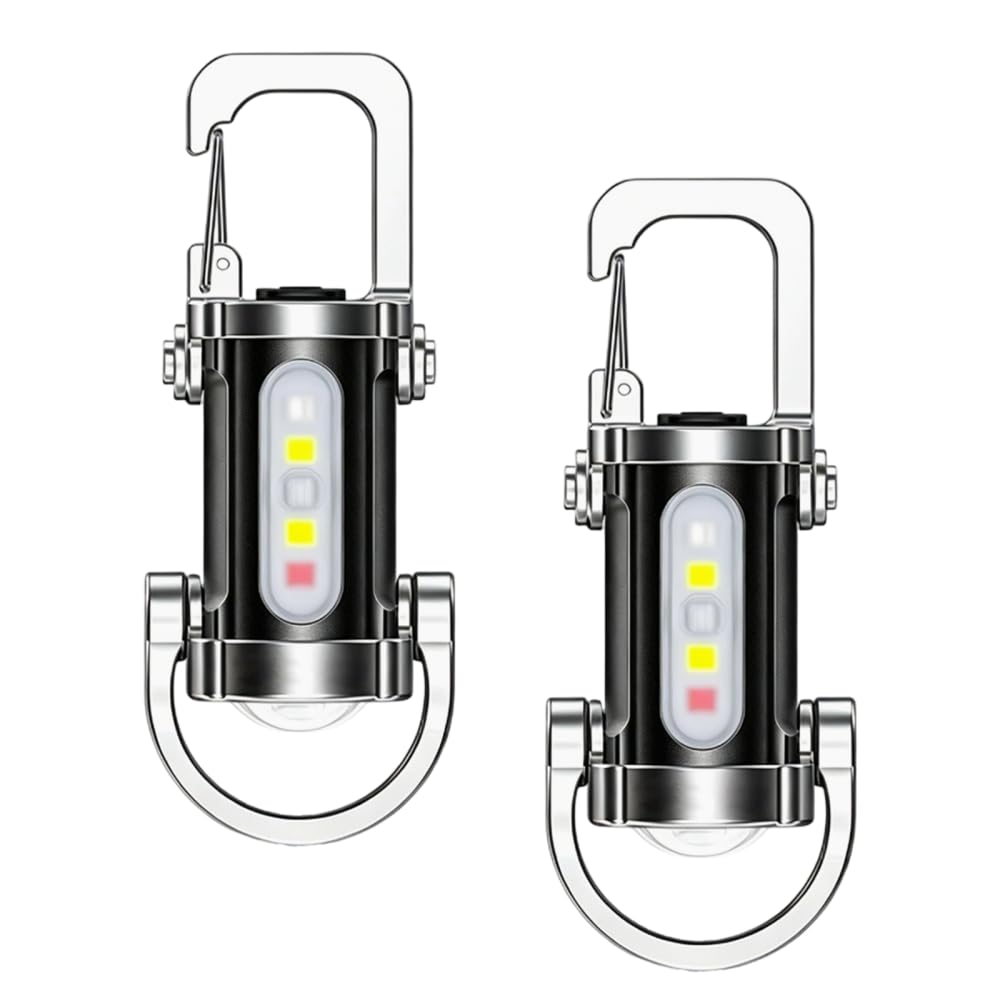Mini Keychain Flashlight, 2Pcs Rechargeable LED Pocket Torch with Hook