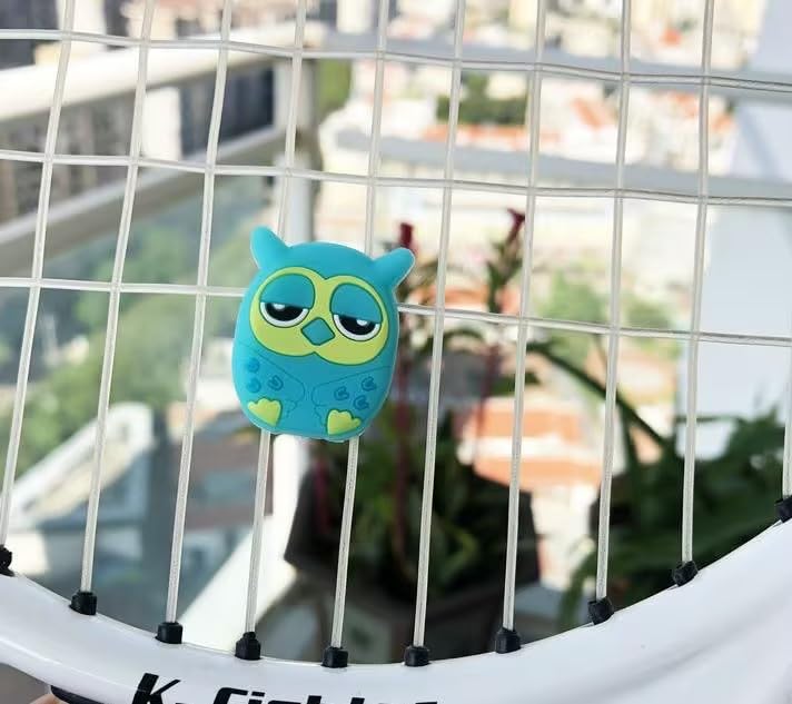 Jinshining Blue Owl Tennis Racket Vibration Dampener Soft Silicon Racket Dampener Cartoon Shape Tennis Racquet Shock Absorbers Tennis Racket for Racquetball