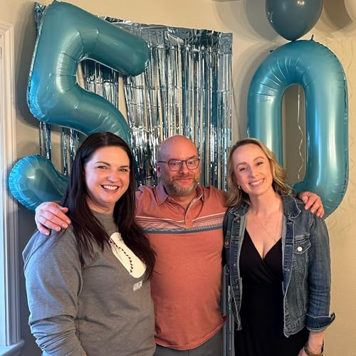 Image of Pearlescent Blue Number Balloon 40 Inch, 0 Number Balloons, 10 20 30 40 50 Numbers Balloon Birthday Decorations, Party Supplies for Women Men
