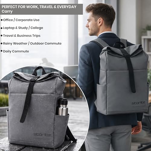 Image of Storite Premium Laptop Backpack for Men & Women | 15.6 inch Laptop Bag | Water Resistant Business Travel Backpack | Durable Smart Bag (Grey)