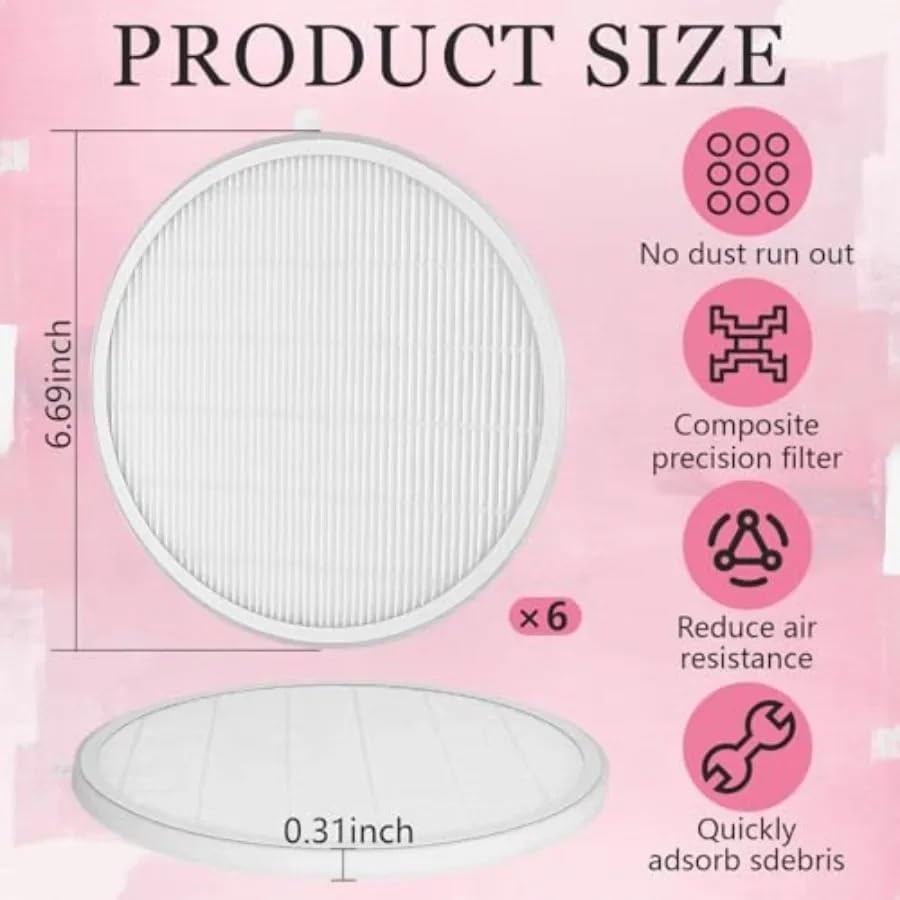 Collettore di polveri per unghie, Confezione da 6 filtri di ricambio for aspirapolveri for unghie da utilizzare con aspirapolveri for unghie in studi di nail art e laboratori casalinghi. Efficace