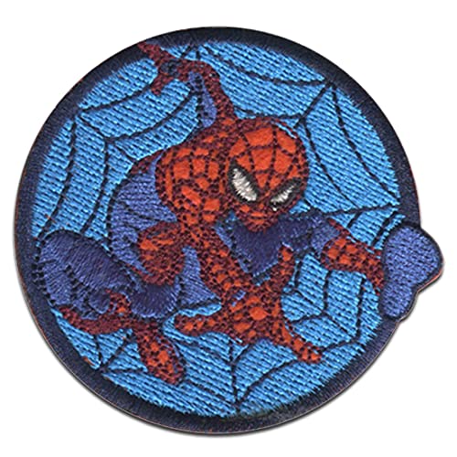 Marvel © Spiderman Comic réseau Button - Ecusson thermocollant patches appliques, Taille: 6,4 x 6,1 cm