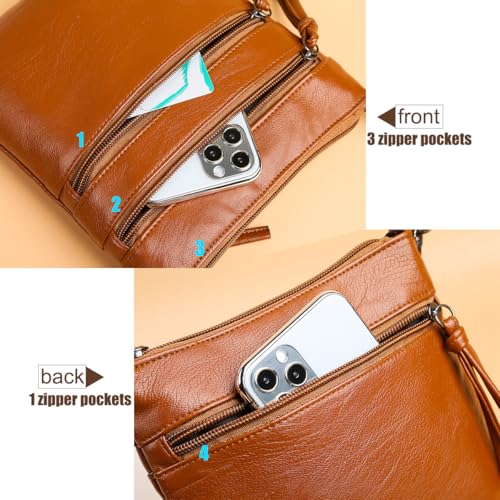 Crossbody Bags for Women, Multi Pocket Casual Leather Shoulder Bag for Women, Adjustable Strap Shoulder Bag with Tassel3