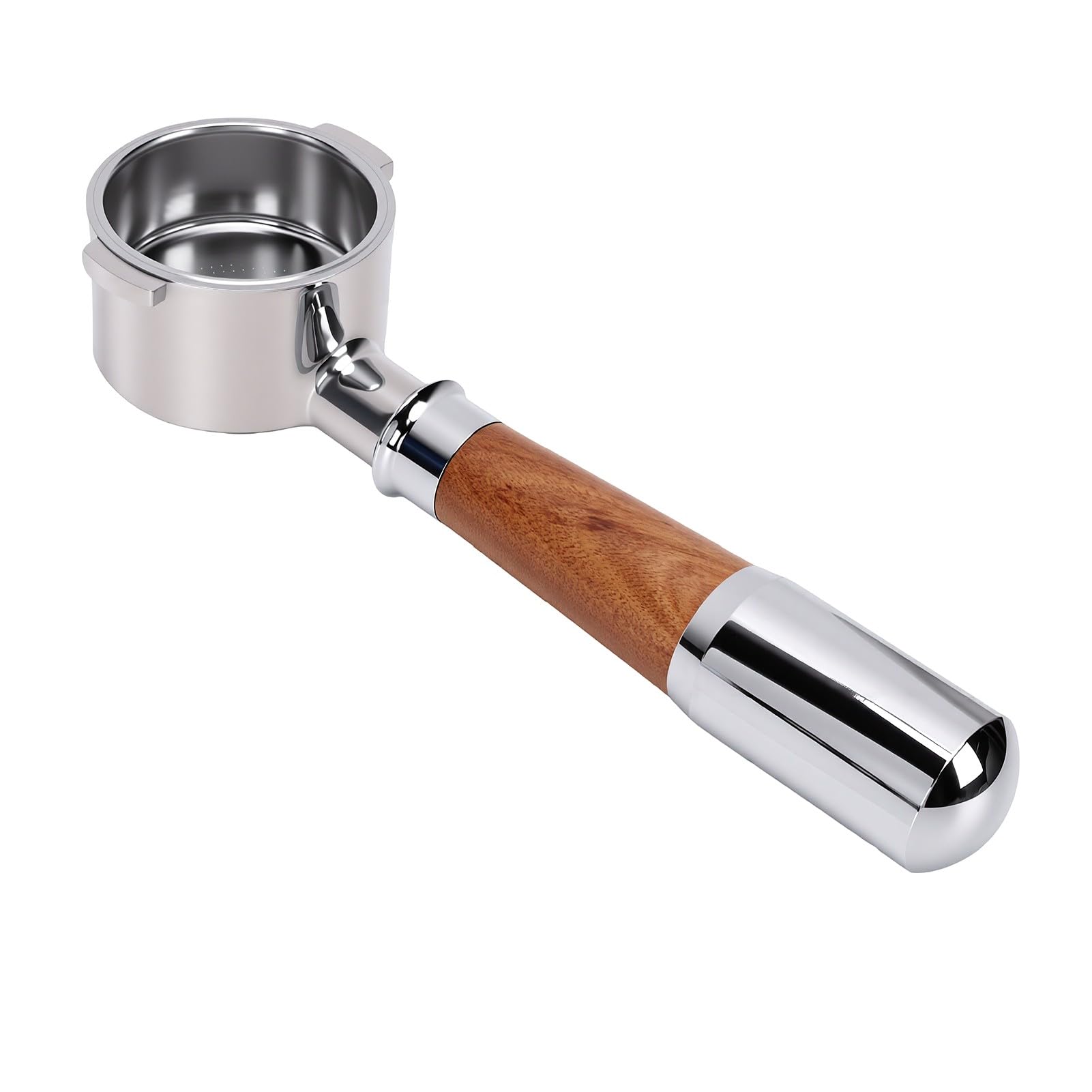 XUMIUZIY Portafiltro de Acero Inoxidable de 51 Mm con de Madera (2 Ear