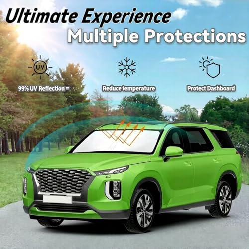 Image of Car Front Windshield Sun Shade for Hyundai Palisade 2020-2025, Car Window SunShades Shield Cover Sun Visor Protector with 240T Reflective Fabric UV & Sun Heat Protection Accessories