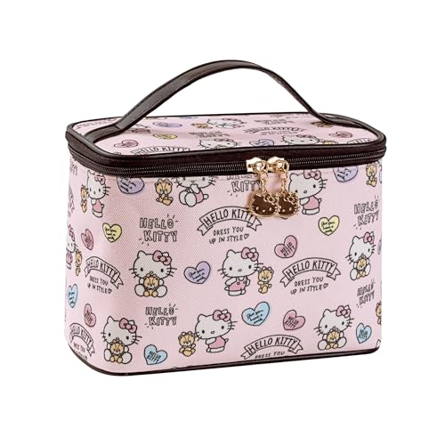 AmBealla Cosmetic Bag Large Makeup Bag Pink Makeup Travel Case with Brush Holder,Canvas Organizer for Women,Toiletry Bag for Skincare&Beauty Tools Sweet Cute for Girls