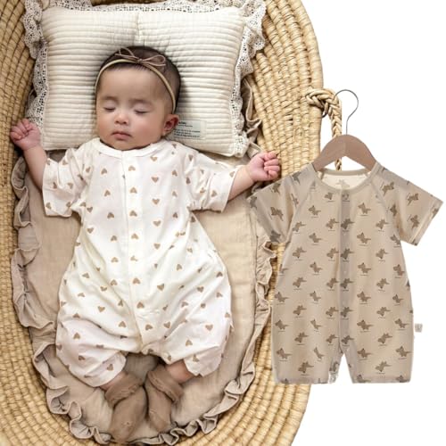 luaCitron ロンパース 女の子 男の子 半袖 新生児 服 ベビー服 カバーオール 春 夏 前開き ベビー 赤ちゃん 肌着 ギフト シンプル 60 70 80 90 綿 出産祝い おしゃれ かわいい コットン 足つき 子供服 子供 秋 白 ナチュラル