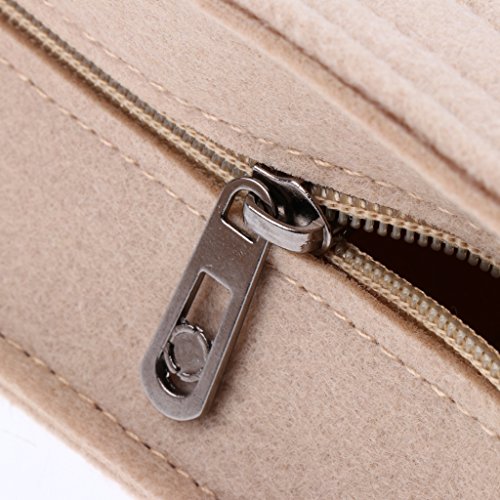 Homyl 2Pcs Sentiu Insert Organizer Bolsa Handbag Holder Multi Pocket Purse Cosmetic Zipper - Cáqui