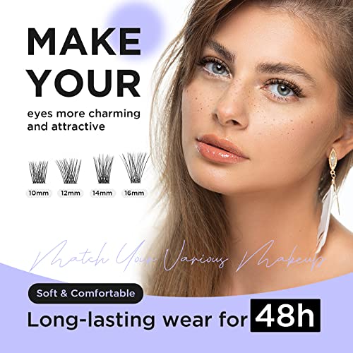 Image of Natural Lash Clusters Wispy Cluster Lashes DIY Eyelash Extensions Mega Volume Reusable Individual Lashes Cluster Natural Look (84pcs, C-10-16mix)