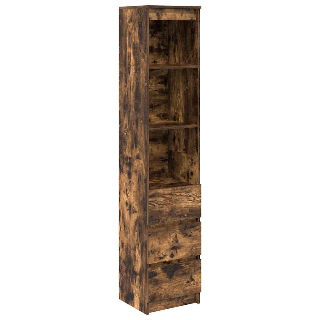 Vidaxl Smoked Oak Highboard 37.5X35x180 Cm Engineered Wood, Cabinet, Side Cabinet, Tall Storage Cabinet, Storage Cabinet, Tall Cabinet, Tall Cupboard
