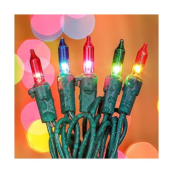 Mimigogo 50-count white christmas lights with green wire,mini string lights for holiday decorations, christmas tree lights, holiday party, wedding, xmas, home, indoor & outdoor use (13ft long)