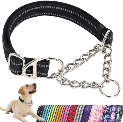 Martingale Dog Collar with Soft Padded - Reflective Choke Chain C...