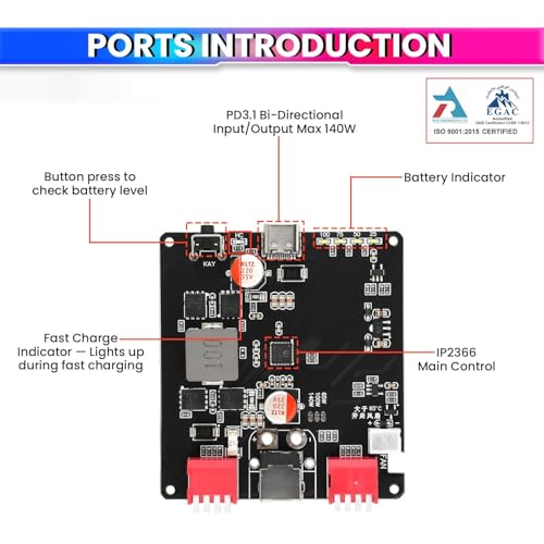 Image of amiciSolar 140W Bidirectional Fast Charging Module | USB-C to DC PD3.1 Charger & Discharger for 2S-6S Lithium Batteries | Compatible with Li-ion, Lifepo4, Polymer Battery Packs