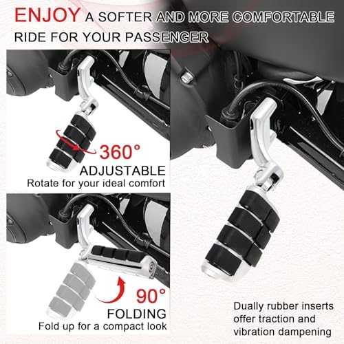 Image of Rear Passenger Footpegs Foot Rests Pedal Mount Fits for Harley Sportster 883 1200 2014-2022,Chrome