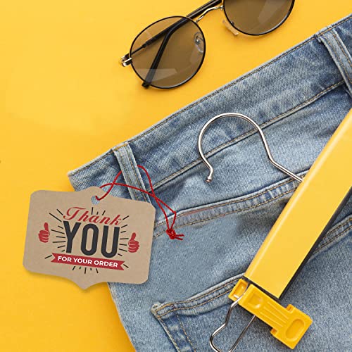 Image of Clickedin - Craft Paper Thank You Tags for Packaging with String 50 Pcs