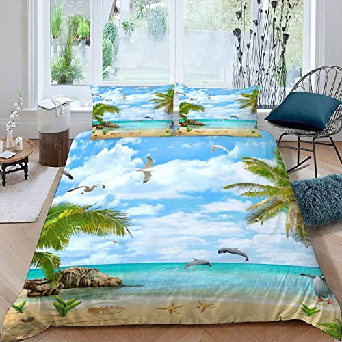 ALABOW 3D Ozean Bettwäsche Set 135x200 cm 2teilig mit Reißverschluss...