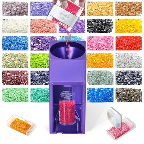Image of Diamond Painting Organizer,Diamond Painting Drill Funnel for Round Containers,Portable Diamond Art Funnel for Easy Transfer, Diamond Painting Accessories (Silk Purple)